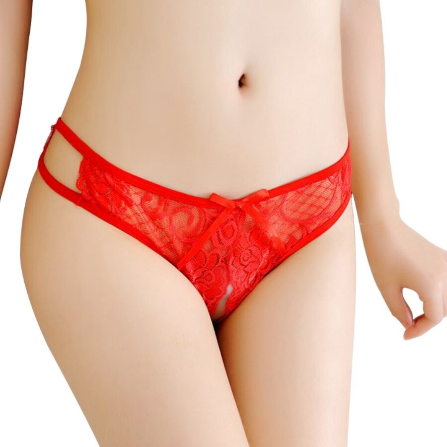 QUEEN LINGERIE - PANTIES CON ABERTURA TALLA UNICA NEGRO