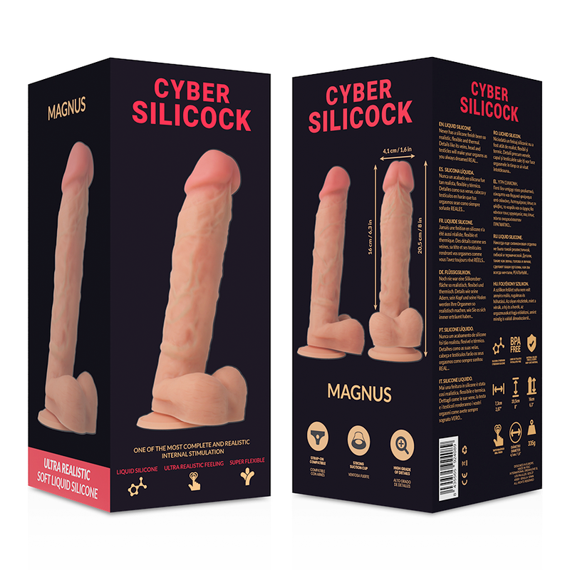 CYBER SILICOCK - ARNÉS SILICONA LIQUIDA MAGNUS 20.5 CM -O- 4.1 CM